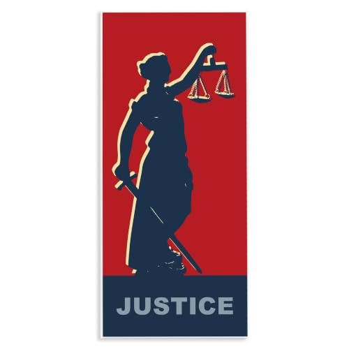 Lady Justice Political World Map, 7 x 17 Inch Mounted Print on Wall Plaque