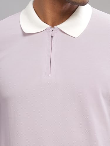 Image of Mens Premium Cotton Polo T-Shirt | 220 GSM Soft Fabric | Casual Stylish Look | Zipper Polo Design Snow White Polo T Shirt | Polo Tshirt for All-Day Wear