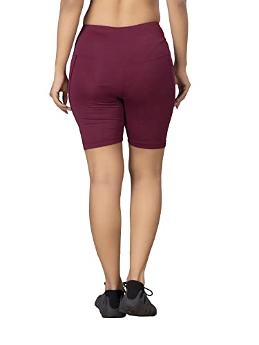 Image of DECISIVE Fitness Yoga Gym Sports Workout Cycling Running Tights Shorts with Side Pocket for Women & Girls