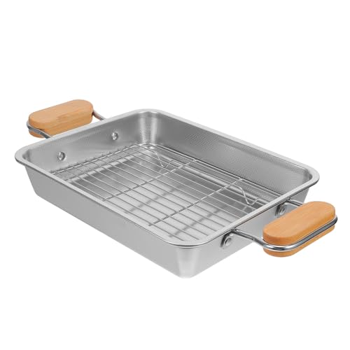Bandeja para hornear de acero inoxidable plano con rejilla 2