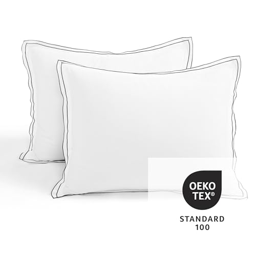 Lush Decor Hampton Double Flange Embroidered Contrast Edge Cotton Duvet Cover Set, 3 Piece Set, King, White & Black - Hotel Bedding Set - Black Trim - White Duvet Cover - Minimalist Decor by Lush Decor - Image 4