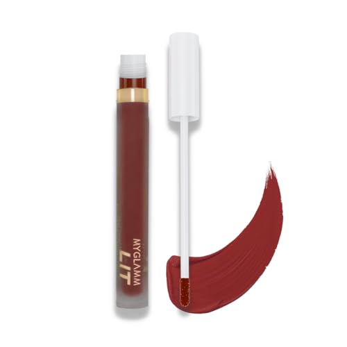 Image of MyGlamm LIT Liquid Velvet Matte Lipstick-Senorita (Brown)-3 ml | Mousse-Like, Hydrating Formula | Matte Lipstick | Liquid Lipstick