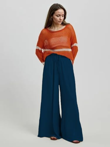 Image of KOTTY Women's Relaxed Fit Wide-Leg Drawstring Palazzo Trouser for Everyday Comfort & Style