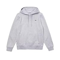 Lacoste Men's Essential Brushed Fleece Hoodie, Silver, Medium