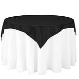 LinenTablecloth 60-Inch Square Satin Overlay Black