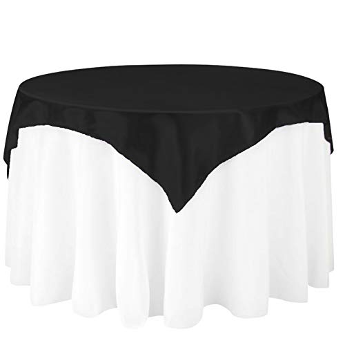 LinenTablecloth 60-Inch Square Satin Overlay Black