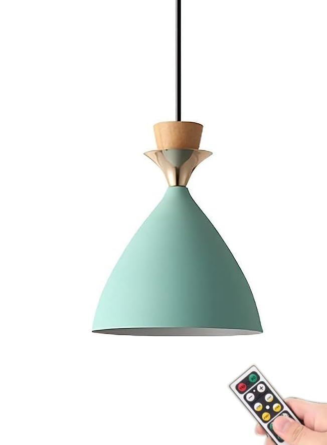 Luminaire suspendu à piles vert pour îlot de cuisine et chambre