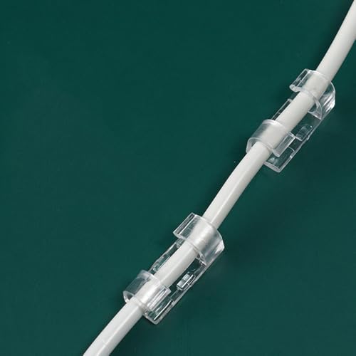 Juego de 40 clips claros autoadhesivos para cable, modelo S, para sostener cables bajo escritorio, pared o auto miniatura 7