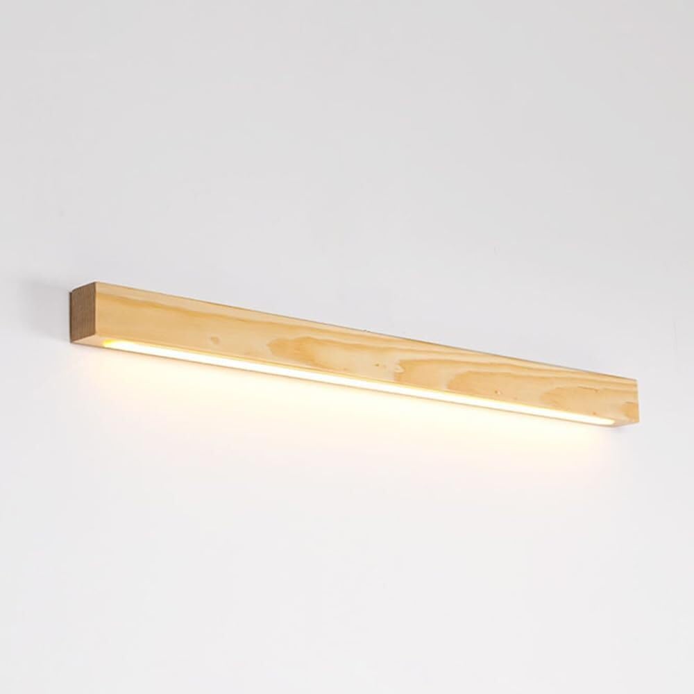 TONFON Wooden Linear Wall Lamp Log Bedside Wall Sconce Rubber Wood Lighting LED Wall Mounted Lamp for Bedroom Living Room Study Room Dining Room Hallway Stairs Hall Restaurant Wall Lantern(60CM)
