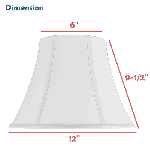 Image of Aspen Creative 30037A Transitional Bell Shape Spider Construction Lamp Shade in White with Scalloped Edge, 12 inch wide (6 inch x 12 inch x 9 1 /2 inch)