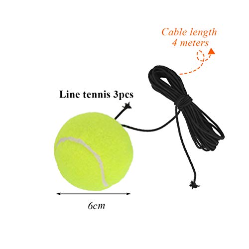 TIMESETL 3 Stück Tennisball mit Schnur Tennisball am Seil, Tennis Trainer Set Sports Training Tennis Ball an Schnur Ersatzball für Tennistrainer, Tennisbälle für Erwachsene, Anfänger, Training