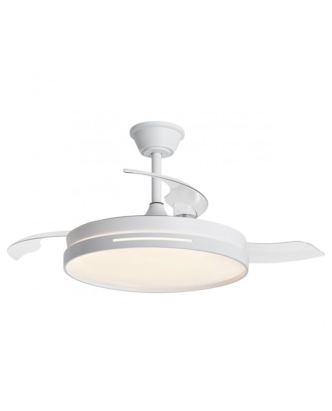 Casa Shop Ventilador techo con luz 55W Ventilador Invisible Ultra Silencioso con Mando a Distancia y Palas Retráctiles Interiores Plafón lluminación función verano-invierno (Blanco Perla)