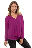 V-Ausschnitt mit Zierfalte GINA LAURA Damen bis 52, doppellagige Bluse, Chiffon mit Lageneffekt, Jerseyfutter, V-Ausschnitt mit Zierfalte, Langarm mit Manschetten, Amethyst 50 720046 58-50