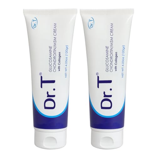 Dr. T Glucosamine Chondroitin Cream - Premium Formula with MSM and Collagen for Joint and Muscle Discomfort - Maintains Joint Strength, Flexibility & Muscle Mobility - 4.23 oz / 120g (2 Pack)