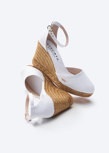 Image of Viscata Estartit Espadrille Canvas Wedges Spain Handmade 3 inch Heel Women's Sandals with Breathable Organic Cotton Canvas and 100% Natural Jute Midsole for all Occasions: Casual, Work, Party
