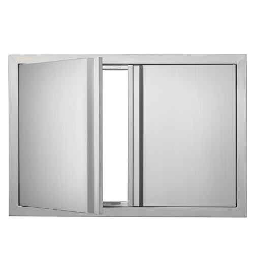 VEVOR BBQ Access Door, 28W x 19H Inch Double Outdoor Kitchen Door, Stainless Steel Flush Mount Door, Wall Vertical Door with Recessed Handles, for BBQ Island, Grilling Station, Outside Cabinet by VEVOR - Used condition - CA$17.12