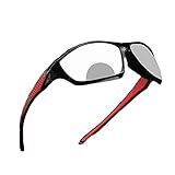 mincl Transition Photochromic Bifocal Reading Glasses for Mens and Womens, Red Square Sports Sunglasses Readers 0~+4.00 (black&red, 0.00/+1.5 Magnification)