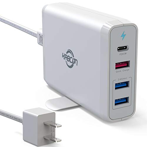 USB C Charger 4-Port 60w Fast Wall Charger compatible with Mac Book Pro Air i Phone 15/15 Plus/15 Pro/15 Pro Max