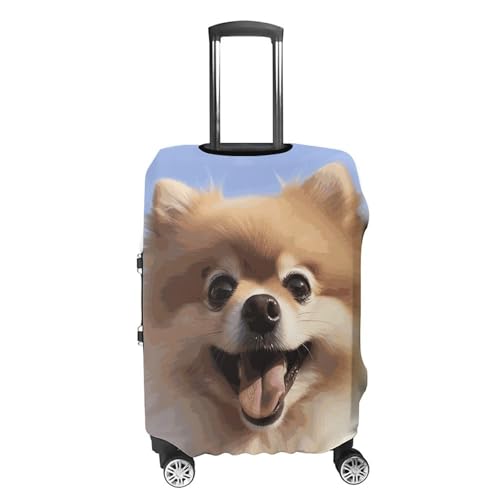 Happy Pomeranian Luggage Cover, Washable Elastic Suitcase Cover Protector Fit 18-32 Inch Luggage4