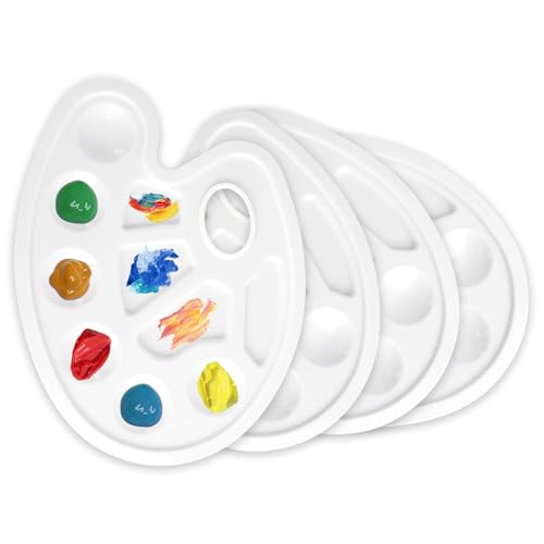 Tavolozza Per Dipingere,4PCS Tavolozza Acquerelli,Tavolozza Acquarelli Per Dipingere,Tavolozza Di Colori Per Miscelazione Artista Ovale,Tavolozza Di Colori Acrilici Da Viaggio,Spatola Per Pittura