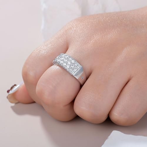 Wide Wedding Bands for Her AAAAA 925 Sterling Silver Engagement Rings for Women Bridal Eternity Cz Size 5-10 5
