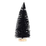 Guardar Maquillaje Barato Árboles de Navidad con Base decoración de vacaciones de oficina en casa (negro) 15/20/25/30cm decoración de mesa aguja negra Mini árbol de Navidad Panel Pa (B, One Size)
