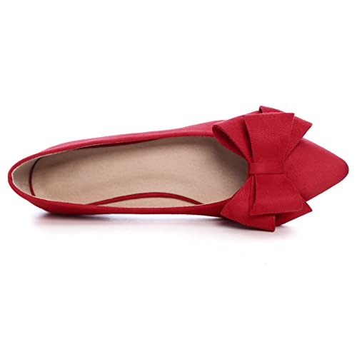 Image of WENJIAZHIZHI Square Toe Bow Ballet Slip-On | Classic Suede Finish,Chic Bow Detail,Effortless Everyday Style,Wedding Party Office,Plus Size Available