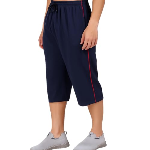 Image of RUGAN Men's Cotton Capri Three-Fourth Shorts | 3 /4th Pants for Men Dual Zipper Pockets | Plus Size Shorts
