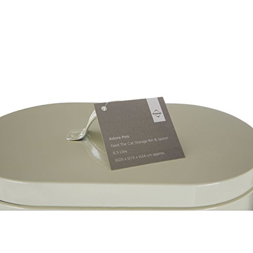 Premier Housewares Haustierfutter-Aufbewahrungsdose mit L&oumlffel, Metall, cremefarben, 6.5 Litre, Verzinkter Stahl, Pulverfarbe, Sahne, 15x25x22