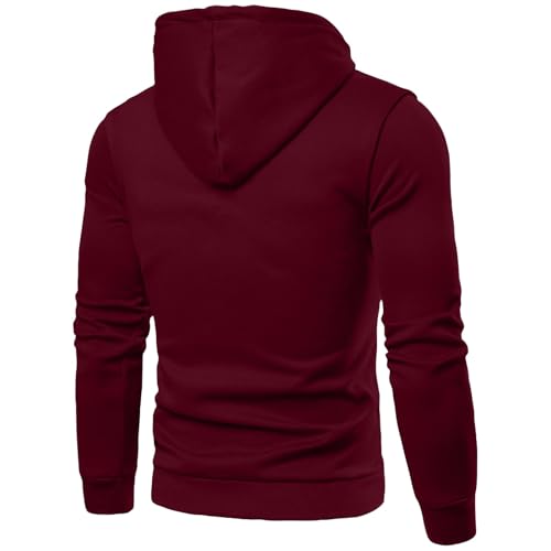 Fall Winter Fashion Hoodies for Men Long Sleeve Drawstring Hooded Sweatshirt Solid Big and Tall Pullover with Pocket3