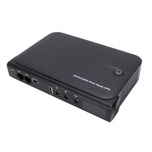 Depisuta Mini UPS de Respaldo de Batería, Fuente de Alimentación Ininterrumpida de 36 W con Salida DC 5 V/9 V/12 V USB 5 V LAN PoE 15/24 V para Enrutador WiFi, Módem, Cámara (Enchufe Europeo 220V)
