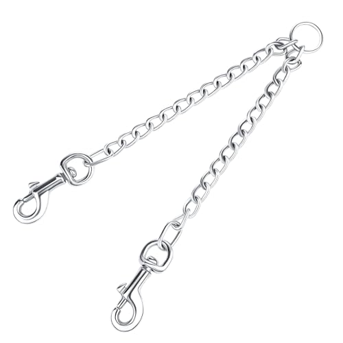 HAPPY HACHI Guinzaglio Doppio per 2 Cani Resistente Acciaio Catena Nessun Groviglio per Due Cane Grandi Medio Passeggiata Formazione(S 3.0mm*50cm)
