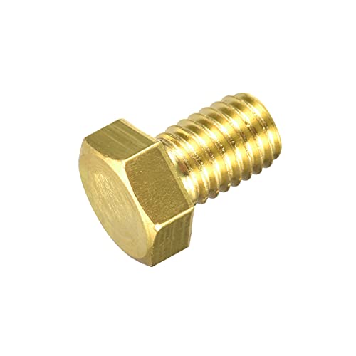Image of uxcell Brass Hex Bolts, 1 /2-13x3 /4 1pcs Fully Thread Grade 4.8 Solid Brass Hexagon Head Bolt Machine Screws for Machinery