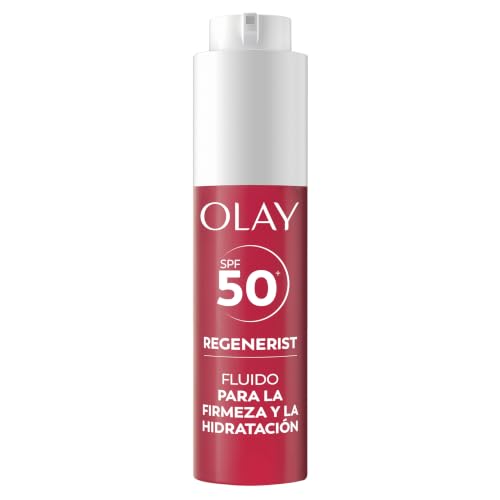 Olay Regenerist Firm & Plump Fluido SPF50+. Crema Hidratante Facial Con Péptidos De Colágeno, Niacinamida Y Provitamina B5. Crema Hidratante Ligera. Hidrata, Reafirma Y Rellena La Piel