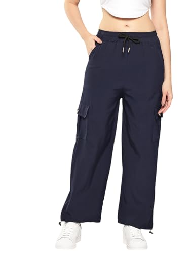 Image of Aarika Womens Casual Wear Black Colour Solid Crep Cargo Pant