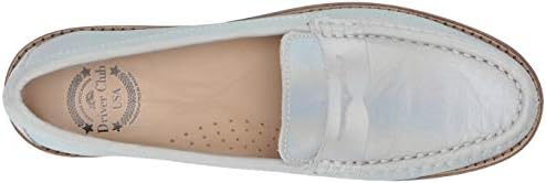Driver Club USA Unisex Genuine Leather Boys/Girls Casual Comfort Slip On Moccasin Penny Loafer Driving Style, silver/white holograph 13 M US Little Kid | Image 4