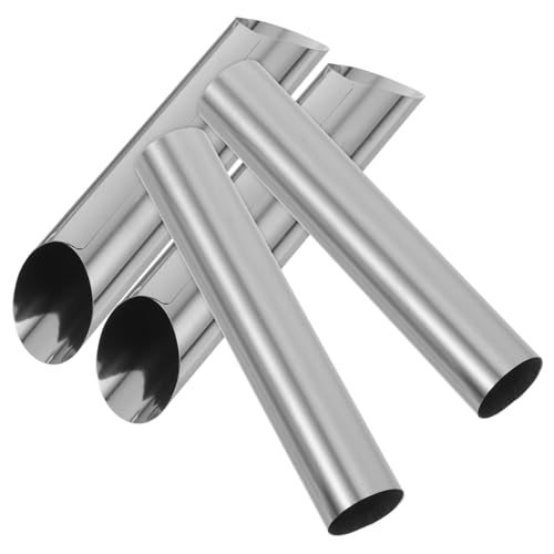 DECHOUS Bread Tube Molds 4pcs Stainless Steel Cream Horn Tubes Non Stick Pastry Molds for Baking Cylindrical Shells