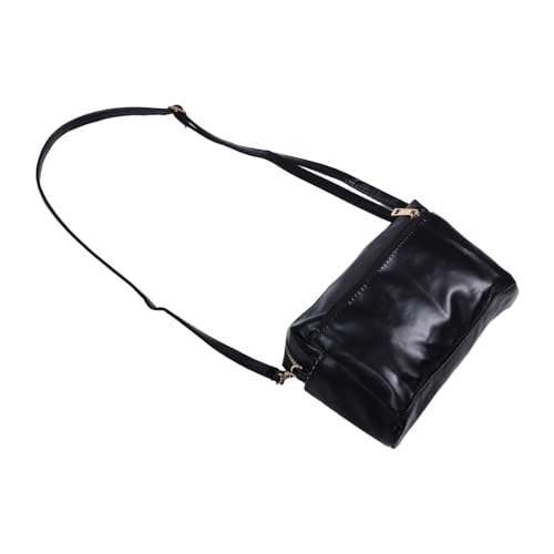 Petit sac bandoulière pour femmes en cuir PU noir avec sangle réglable