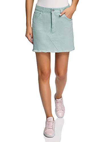 oodji Ultra Mujer Falda Vaquera con Cinco Bolsillos