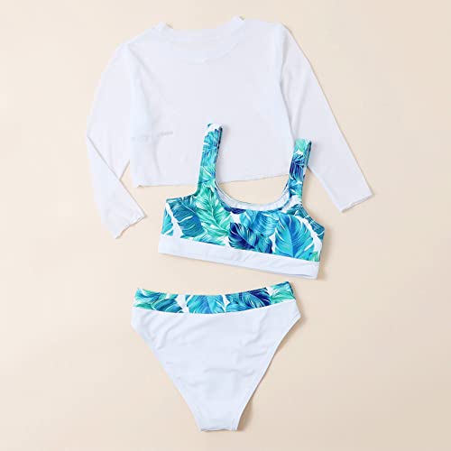Rash Guard Swimwear Girls 3-Piece Short Sleeve Swimsuit Kids Bathing Suit Quick Dry Bikini Girls Summer Beach3