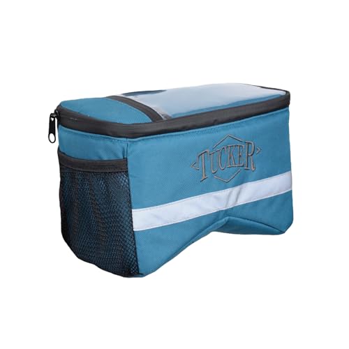 Tucker Navigator Compact Resistant Nylon Contoured Horseback Riding Trail Gear Saddle Pommel Bag w/Waterproof Pockets, Adjustable Strap, Reflective Strip,12x12x4 - Turquoise Blue