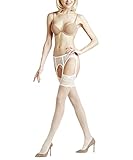 FALKE Damen Seidenglatt Stay Up Fein 15 DEN Schwarz Hautfarbe viele weitere Farben transparent halterlose Strümpfe ohne Muster reißfest dünn mit Spitze mit Strumpfhalter zu tragen 1 Paar