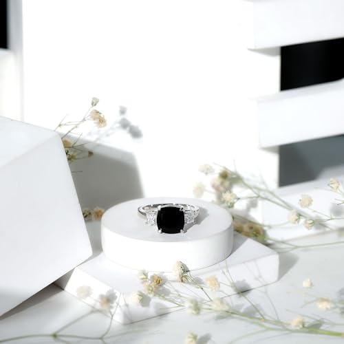 Certified Lab Grown Black Diamond Ring with Moissanite, AAAA Quality, Past Present Future Engagement Ring - Ready To Gift3