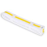 MACS White with Colored Stripe Belt 1.75'' wide Martial arts/Karate/Taekwondo (sz 0-8) (White with Yellow stripe, 6)