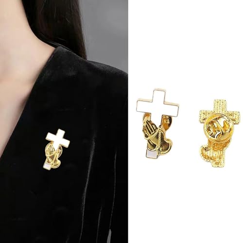 10Pcs Religious Crossed Brooch Pin with Fastener Clasp for Collectors Decorative Lapel Pin for Clothing Jackets Coat Bag Chri