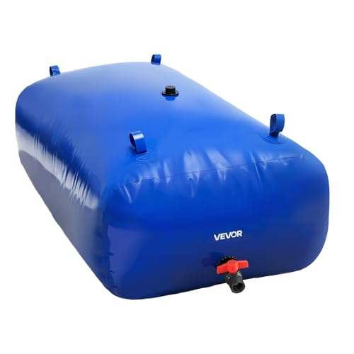 VEVOR Tanque de Agua Blanda, Depósito de Agua Flexible Plegable de PVC 1000D, Bolsa Flexible Portátil de Gran Capacidad de 540 L para Riego de Jardines, Camping y Prevención de Incendios, Azul