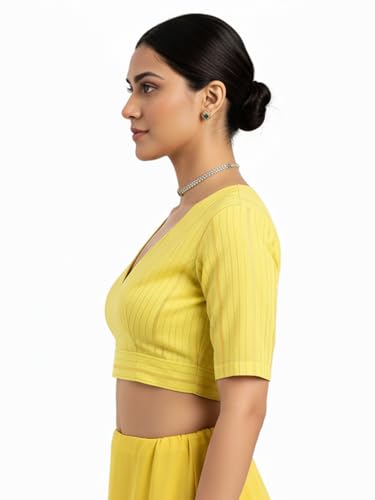 Image of Thevasa Women's Everyday Divine Depth V Neck Half Sleeves Blouse