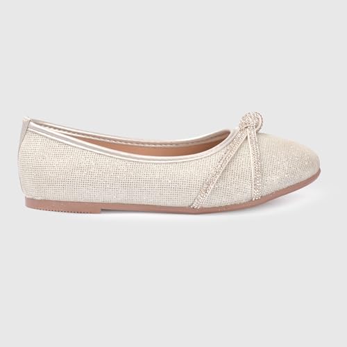 Image of toothless Kids Girls Belly Shoes | Shimmer Ballerinas with Rhinestone Detail | Comfortable Slip-On Ballet Flats, Festive Occasions & Weddings