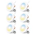 FREELICHT 6 Pack Retrofit LED Recessed Lighting 6 Inch, Selectable 2700K/3000K/4000K/5000K/6000K, Dimmable Flat LED Can Lights, 10W=110W, 1000LM, IC & Damp Rated, ETL & FCC Certified