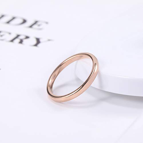 Trumium 2Mm Women Tungsten Rose Gold Wedding Band Ring Thin Plain High Polish Comfort Fit Size 6 #TOP2